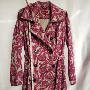XL Pink Paisley Trench Coat